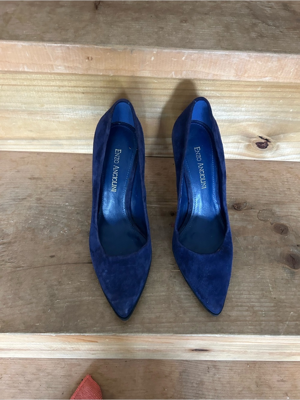 Enzo Angiolini Navy Blue Pointed Toe Suede Heels